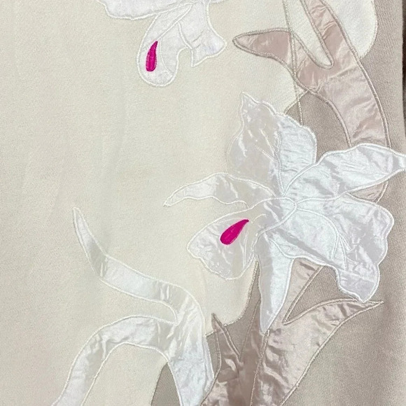 Vintage 80s 90s Granny Pullover Crewneck Sweatshirt Womens Small Floral Satin - Picture 5 of 9